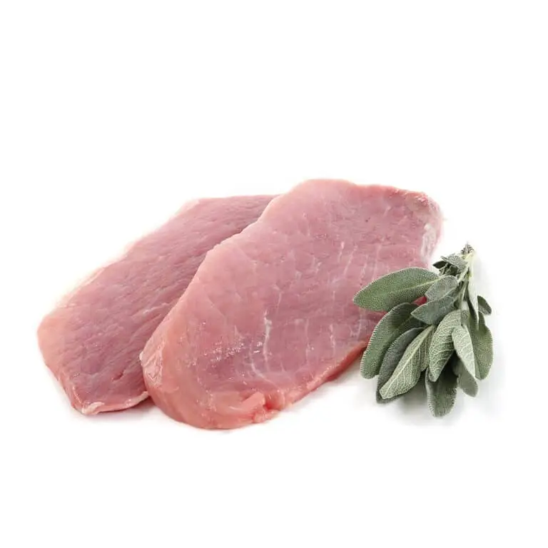 Schnitzel van de bovenbil ongepaneerd 165 g. uit de pan met boter, knoflook en tijm